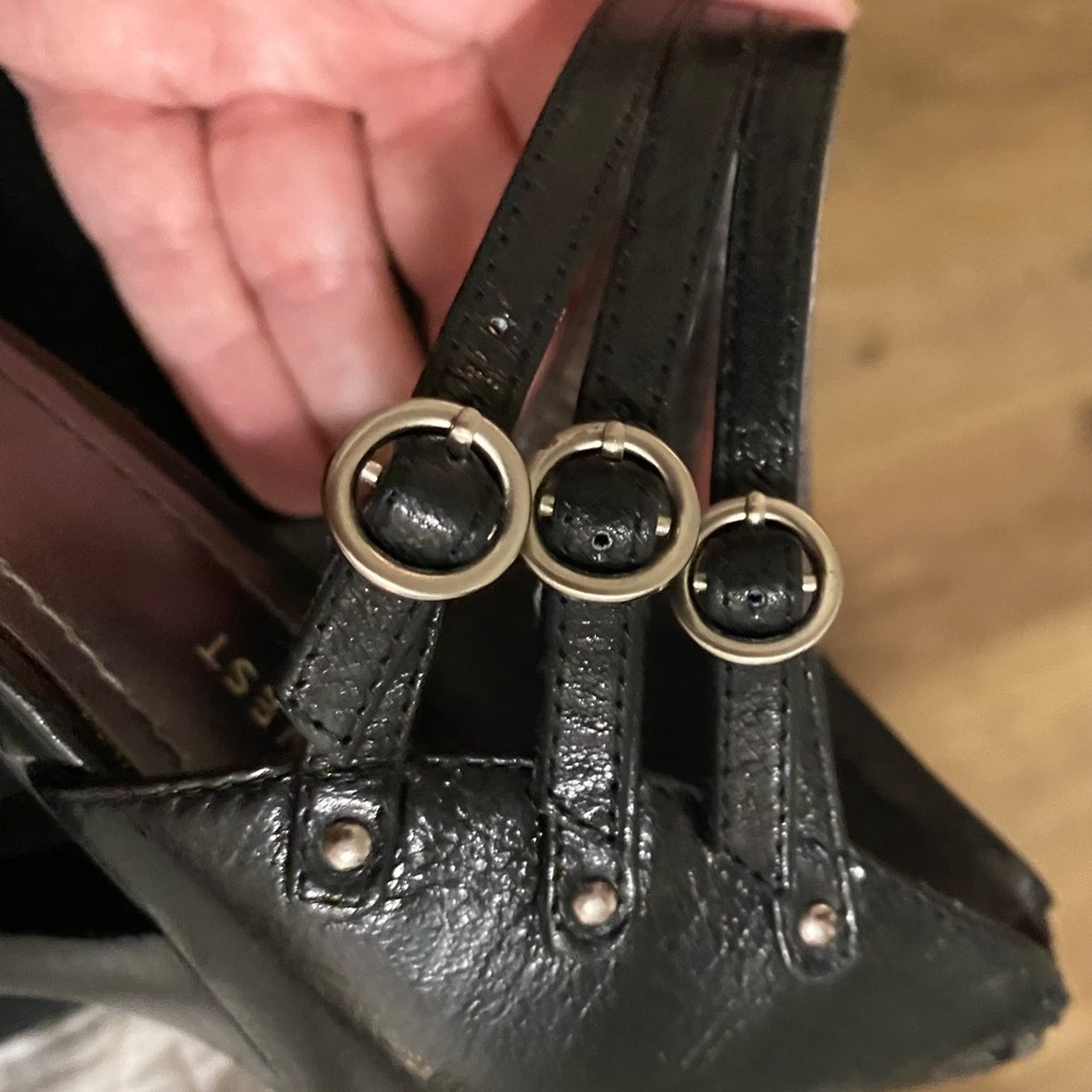 Nine West zipper back, open toe heels in Black - Picture 7 of 9